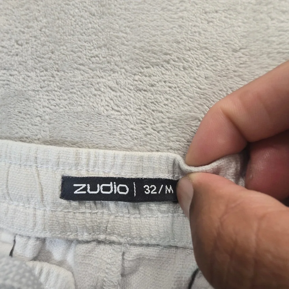 Zudio Mens Drawstring Elastic Waist Textured Casual Pants Grey Size 32 M